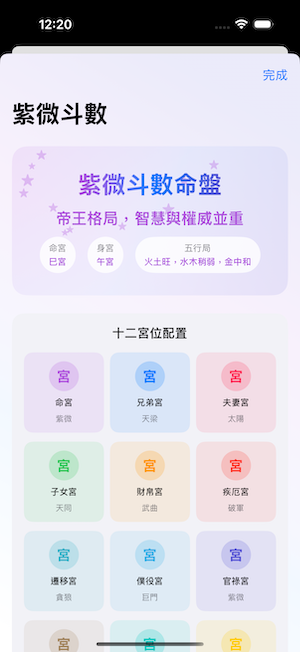 紫微斗數功能展示